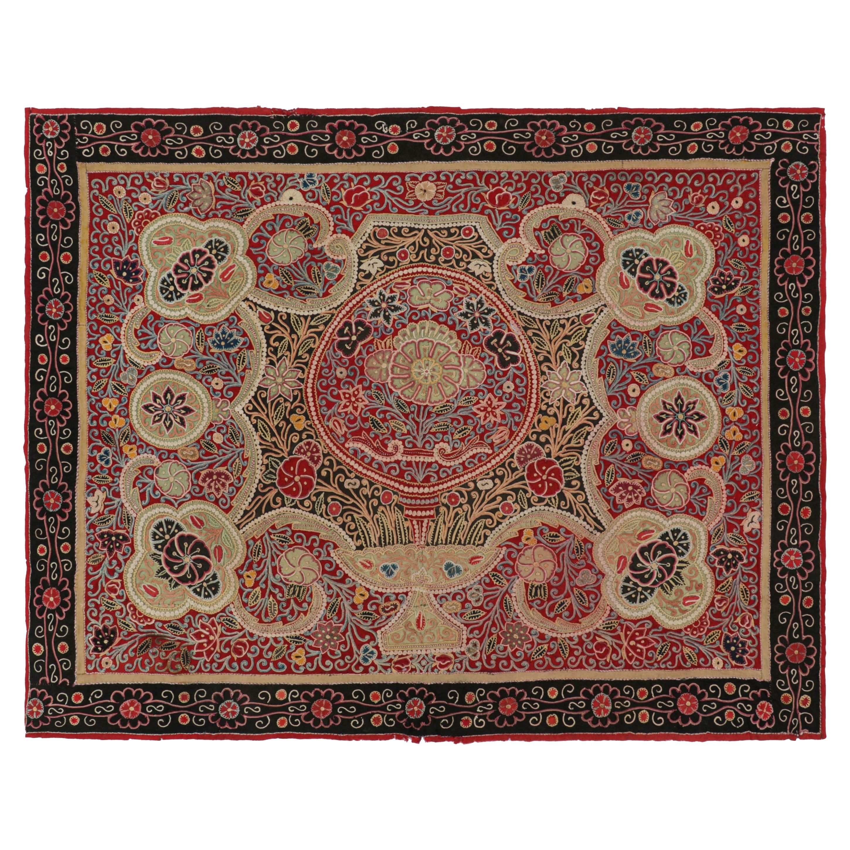 Vintage French Aubusson Rug in Beige with Geometric Medallions - Rug & Kilim