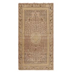 Tapis ancien de Samarkand à motifs géométriques bruns, roses et ocres - Rug & Kilim
