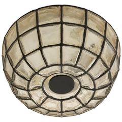 Limburg Flush Mount, Brass and Amber Iron Glass, 1960s Limburg Flush Mount, Brass and Amber Iron Glass, 1960s