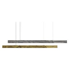 Brazilian handcrafted contemporary linear polished cast aluminium pendant