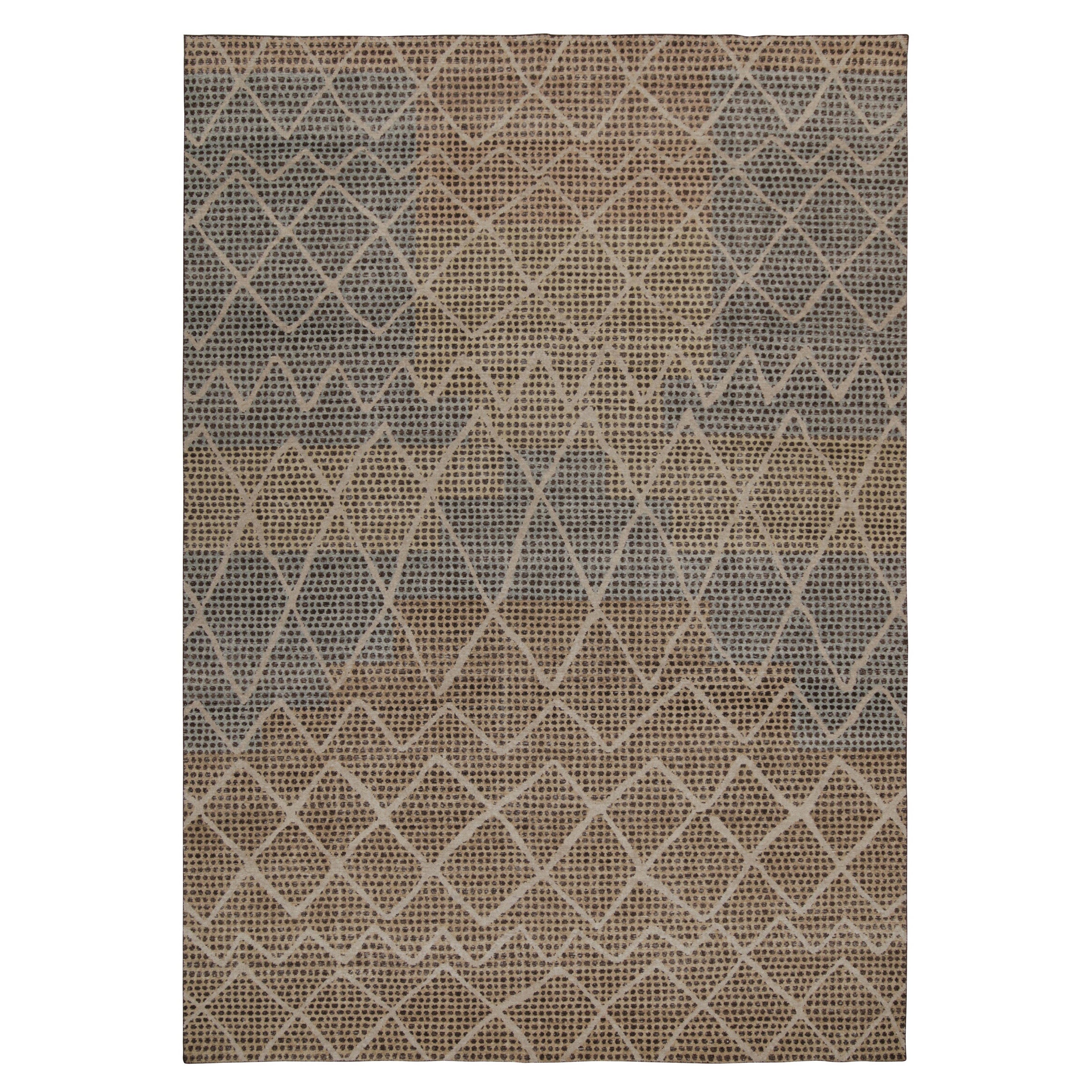 Rug & Kilim's Distressed Moroccan Style Teppich in Beige, Blau und Grau Muster