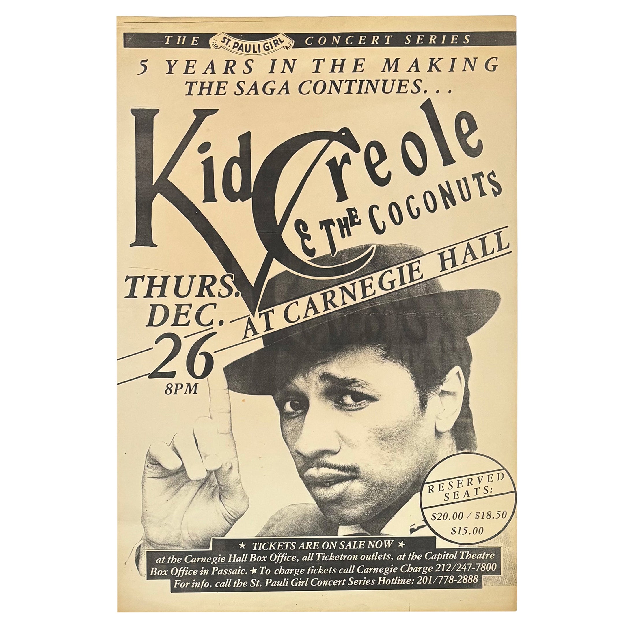 Affiche de concert Creole vintage pour enfants 1985