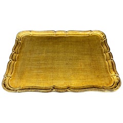 Large Italian Florentine Gilt Wood Gold Tray