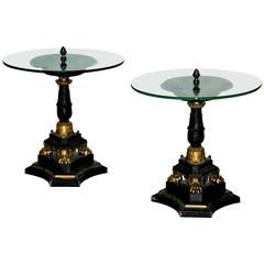 Pair of 19th Century French Empire Bronze Cachepot Side Tables