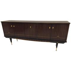 French Art Deco Macassar Ebony Buffet with center dry bar 