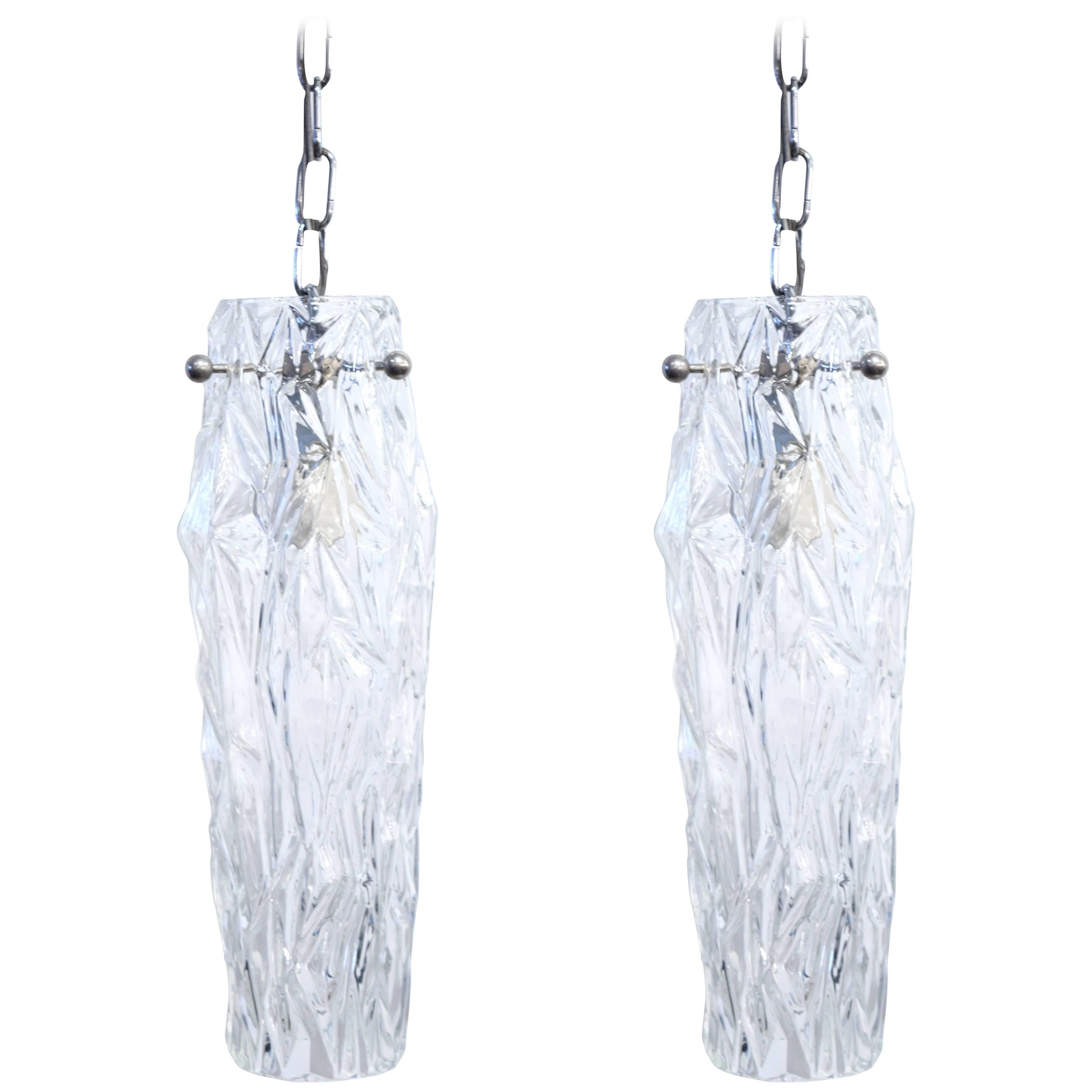 Pair of Prismatic Icicle Pendants