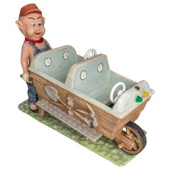 1950s Original Vintage Fairground Carousel of the Mining Pig with a Children's