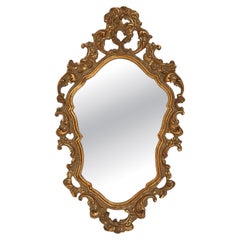 Belgian Baroque Gold Framed Oval Mirror, 1950s