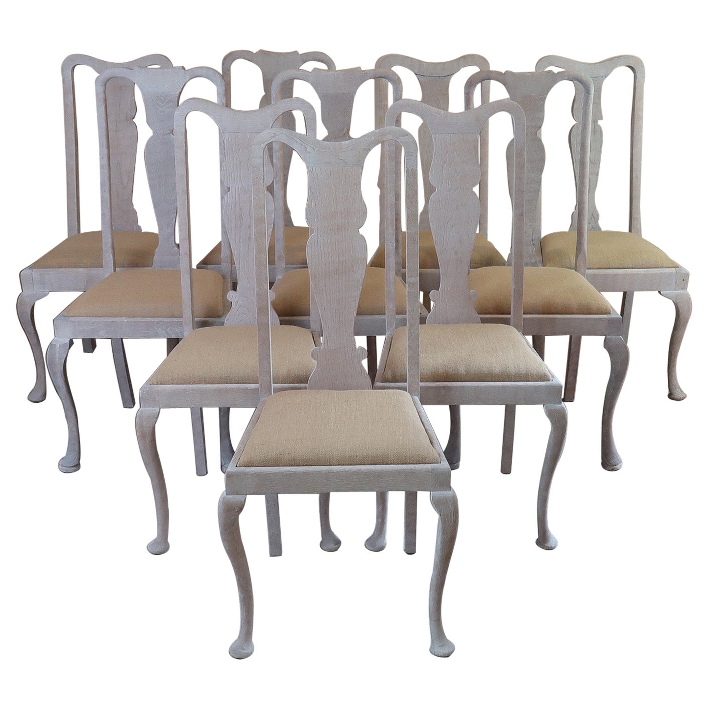 Harlequin Set of 10 Antique Gustavian Style Urn Back Dining Chairs