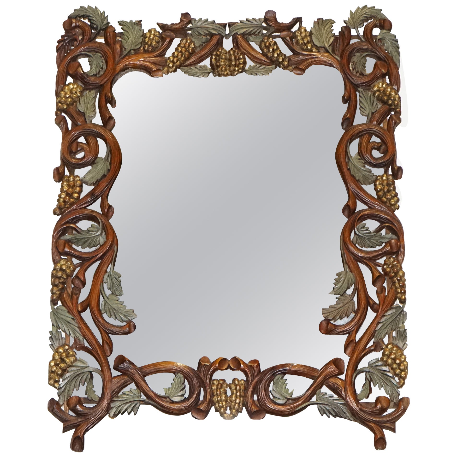 SPECCHIO DA PARETE IN LEGNO IN STILE FORREST NERO DUREVOLE MOLTO DECORATIVO