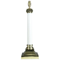 Antique Opaline White Ionic Column Table Lamp