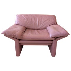 Angularer postmoderner Vintage-Vintage-  Sessel aus Leder in Rosa / Lila von Brayton, USA 1980er Jahre