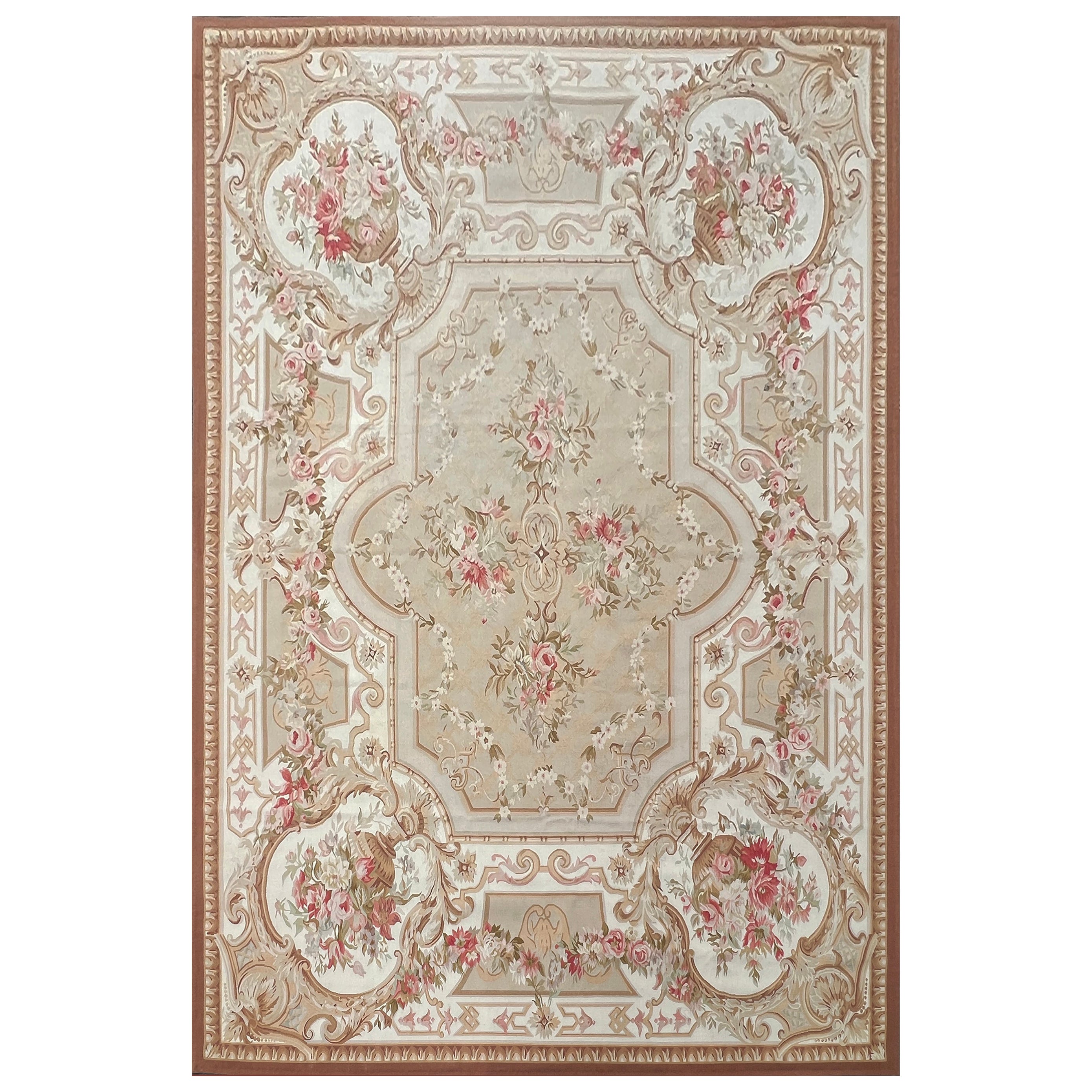 Alfombra estilo Napoleón III Manufactura Aubusson Francesa, 2m70x3m70- N° 1527