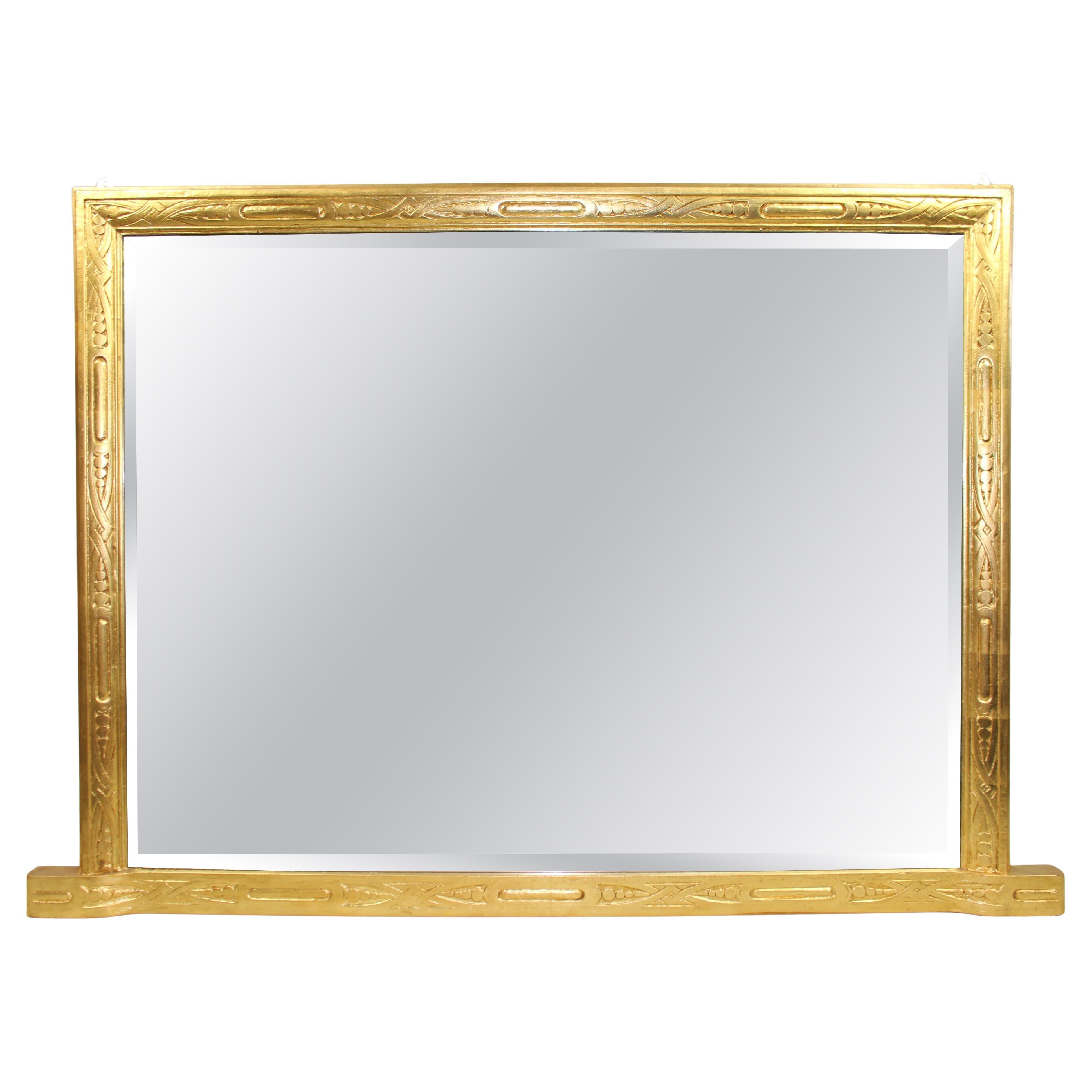 Large Antique Gilt Carved Wood Overmantle Mirror, England, circa 1890–1910