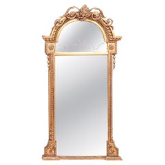 Pier Glass Regency sculpté en bois et gesso doré