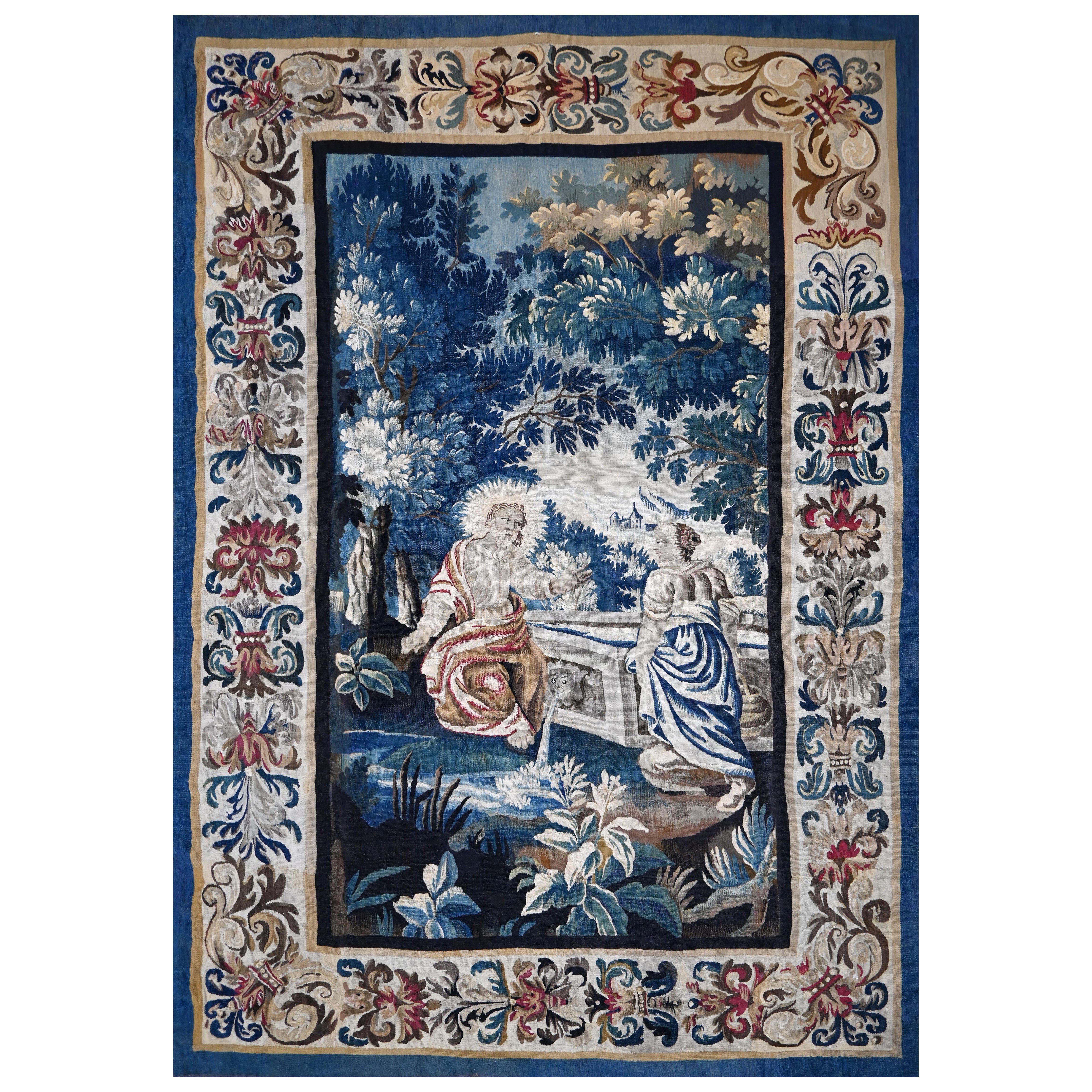 Tapiz francés de Aubusson, Finales del XVII - Jesús y la Samaritana - N° 1547