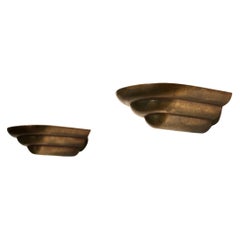 Pair of French Sculptural Patinated Bronze Wall Sconces