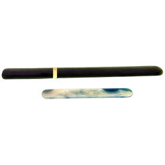Vintage Chinese Spinach Jade and Gold Page Turner with a small Agate Page Turner