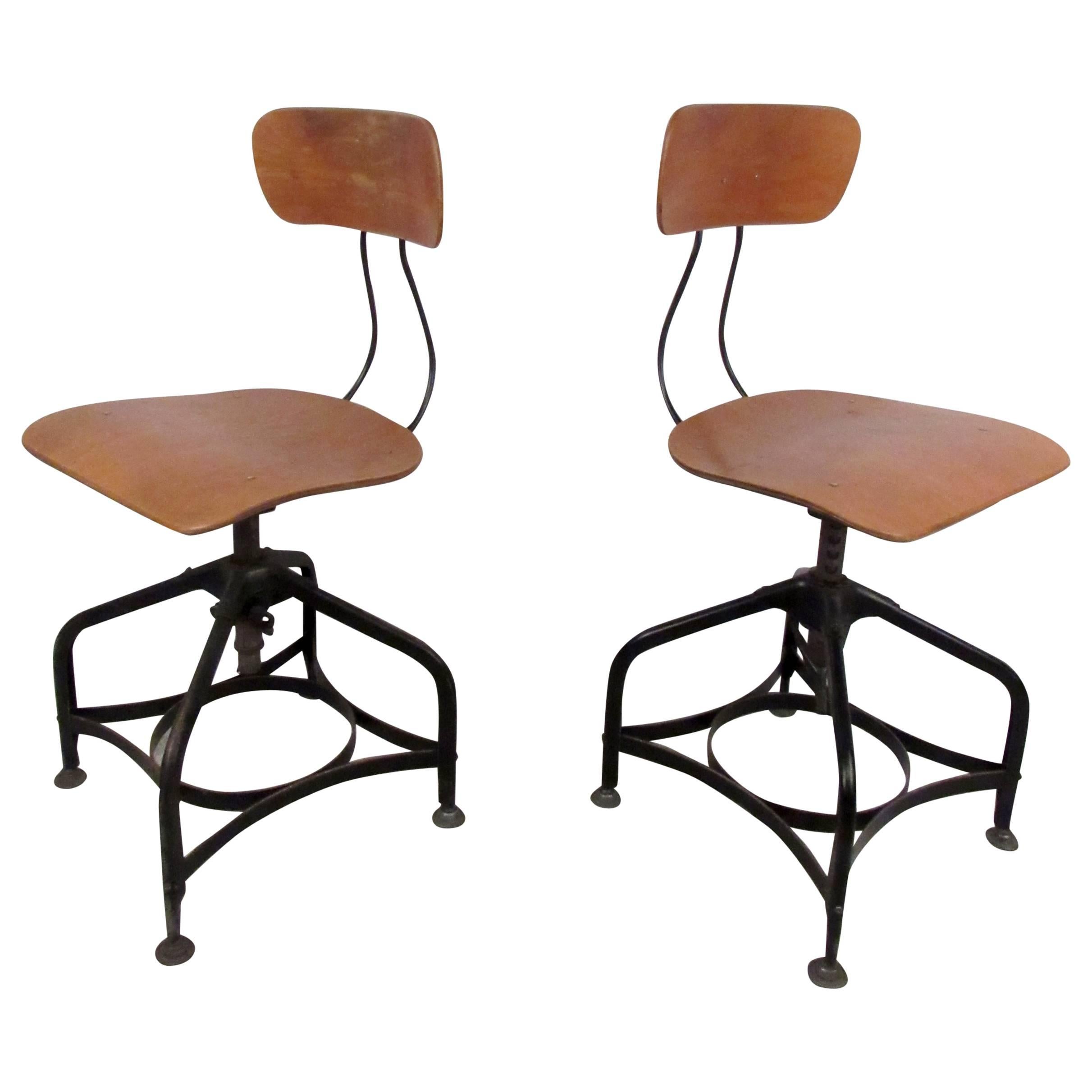 Pair of Mid-Century Draftsman Swivel Stools by Toledo