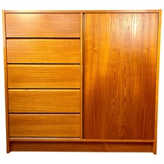 Mid Century Danish Teak Armoire Highboy Dresser