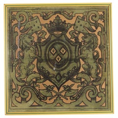 Authentic 19th Century Velvet Tapestry Featuring Coat of Arms