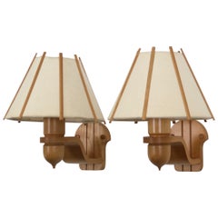 Beech Wood Sconces by Jan Wickelgren for Aneta, 1970s, Sweden