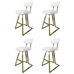 Set of Four Brass Barstools by Charles Hollis Jones 11