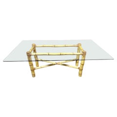 Vintage Elephant Bamboo Rattan Glass Top Dining Table