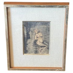 Joachim Probst Signed Mid-Century Modern NY Art Mixed Media Female Nude Painting