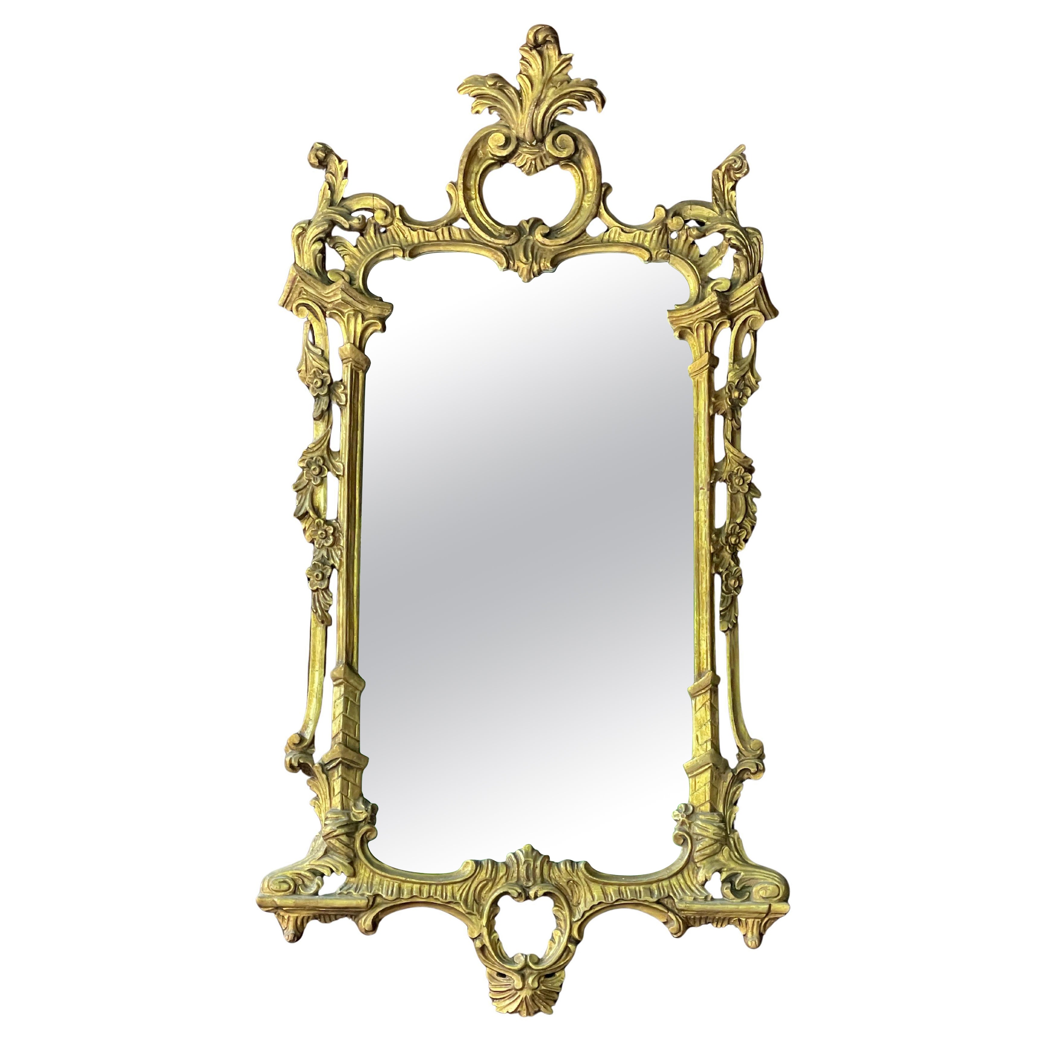 Vintage 1950s Gilt Italian Florentine Baroque Wall Mirror Mid-Century Maximalist