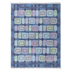 Doris Leslie Blauer schwedischer Vintage-Teppich von Judith Johansson Spise Hall