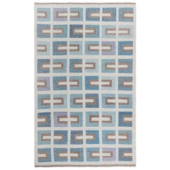 Tappeto moderno svedese geometrico a trama piatta in lana di Doris Leslie Blau
