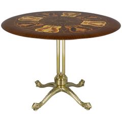 Italian Brass Marquetry Top Table