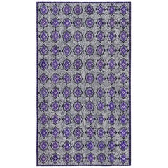 Doris Leslie Blau Vibrant Vintage American Hooked Rug in Purple and Grey