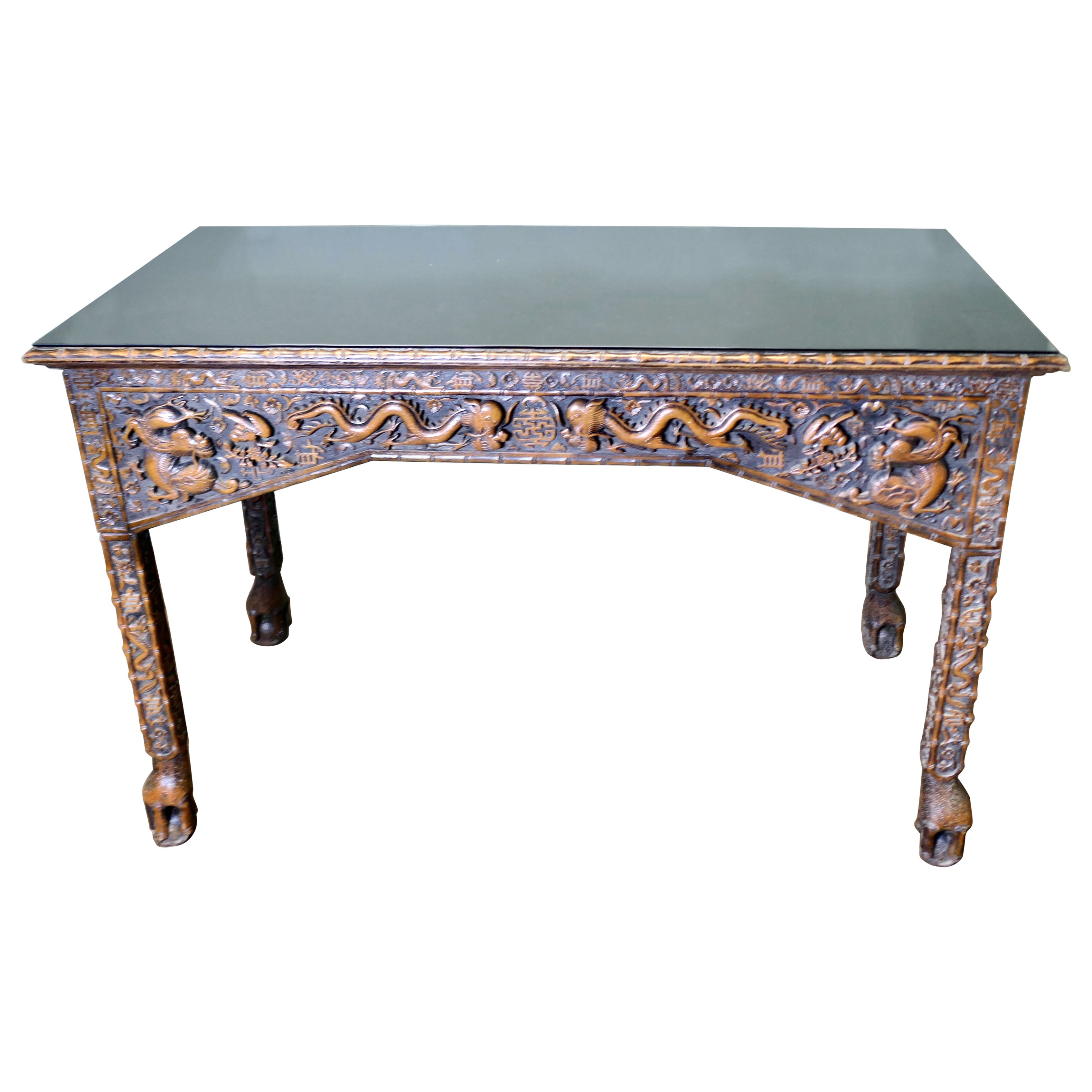 Longue table console ou table de salle sculptée de style chinois en vente