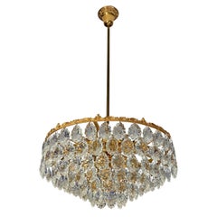 Midcentury  Bakalowits 1960s Baroque Crystal Chandelier in Gilded Brass