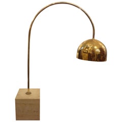 Italian Mid-Century Brass And Travertine Lamp by Harvey Guzzini