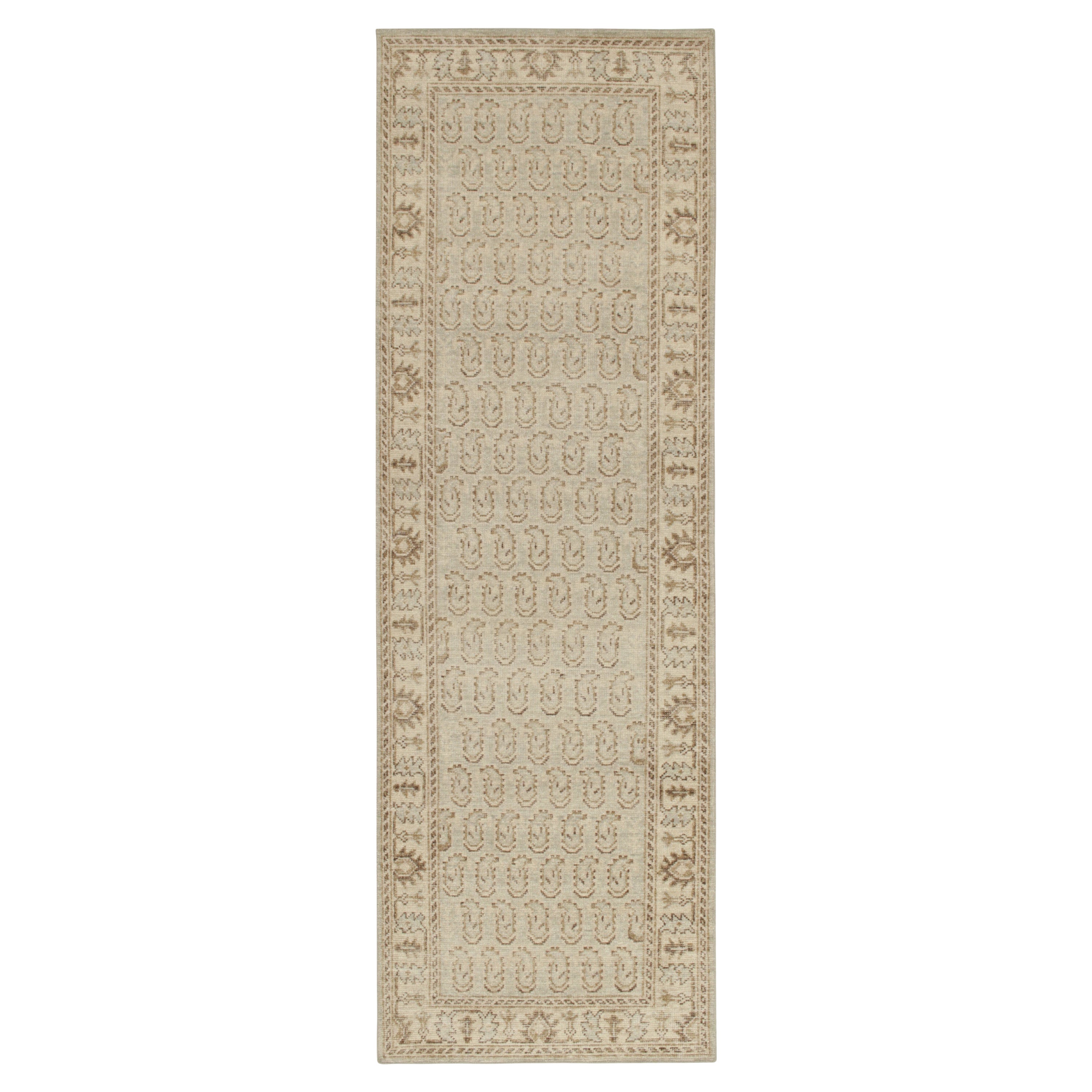 Traves de Mesa de Estilo Tribal de Rug & Kilim en Azul con Dibujos de Paisley en Marrón y Beige