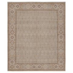 Alfombra desgastada Rug & Kilim con diseño geométrico en beige, gris y azul