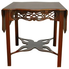 Chinese Chippendale Mahogany Drop Leaf Table by Baker