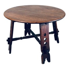 1950's Brutalist Design Artisan Oak Carved Side Table