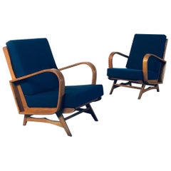 Midcentury Modern Design Bentwood Lounge Chairs, 1950's Belgium