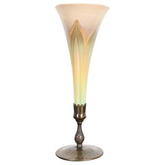 Louis Comfort Tiffany Favrile Iridescent Art Glass Tall Trumpet Vase