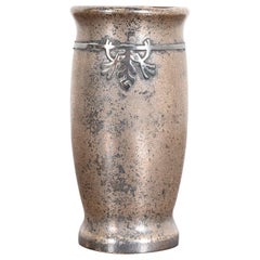 Antique Silver Crest Arts & Crafts Sterling Silver on Bronze Vase