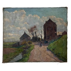 19th C En plein air oil on canvas Landscape
