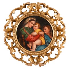 Targa antica "Madonna Della Seggiola" in cornice Florentine del XIX secolo