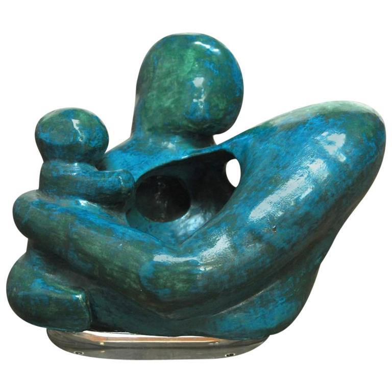 Large MidCentury Abstract Ceramic Sculpture For Sale at 1stdibs