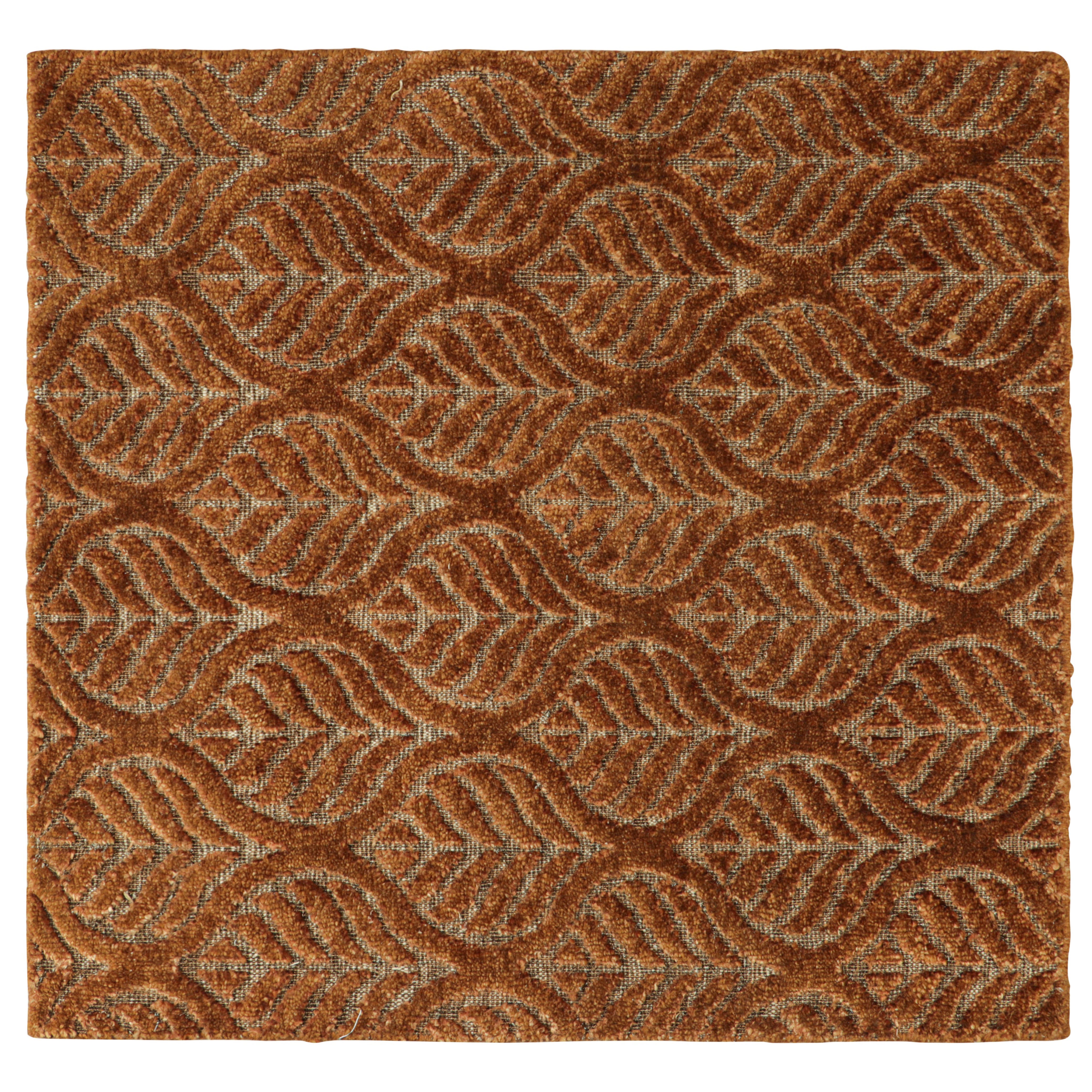 Rug & Kilim’s Modern Custom Rug Sample, Bronze Brown and Rust Floral Patterns