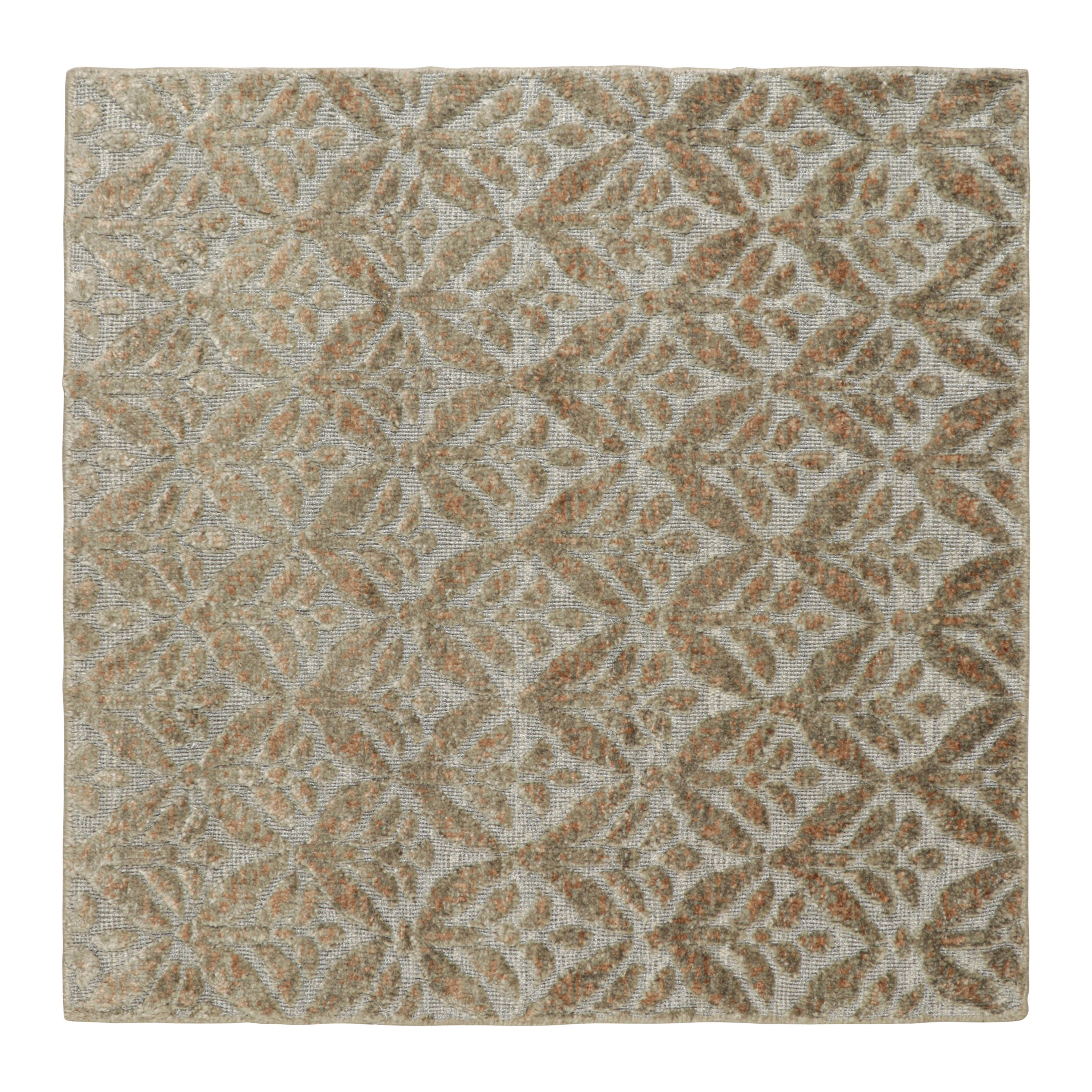 Rug & Kilim’s Modern Custom Rug Sample, Silver with Beige Floral Patterns