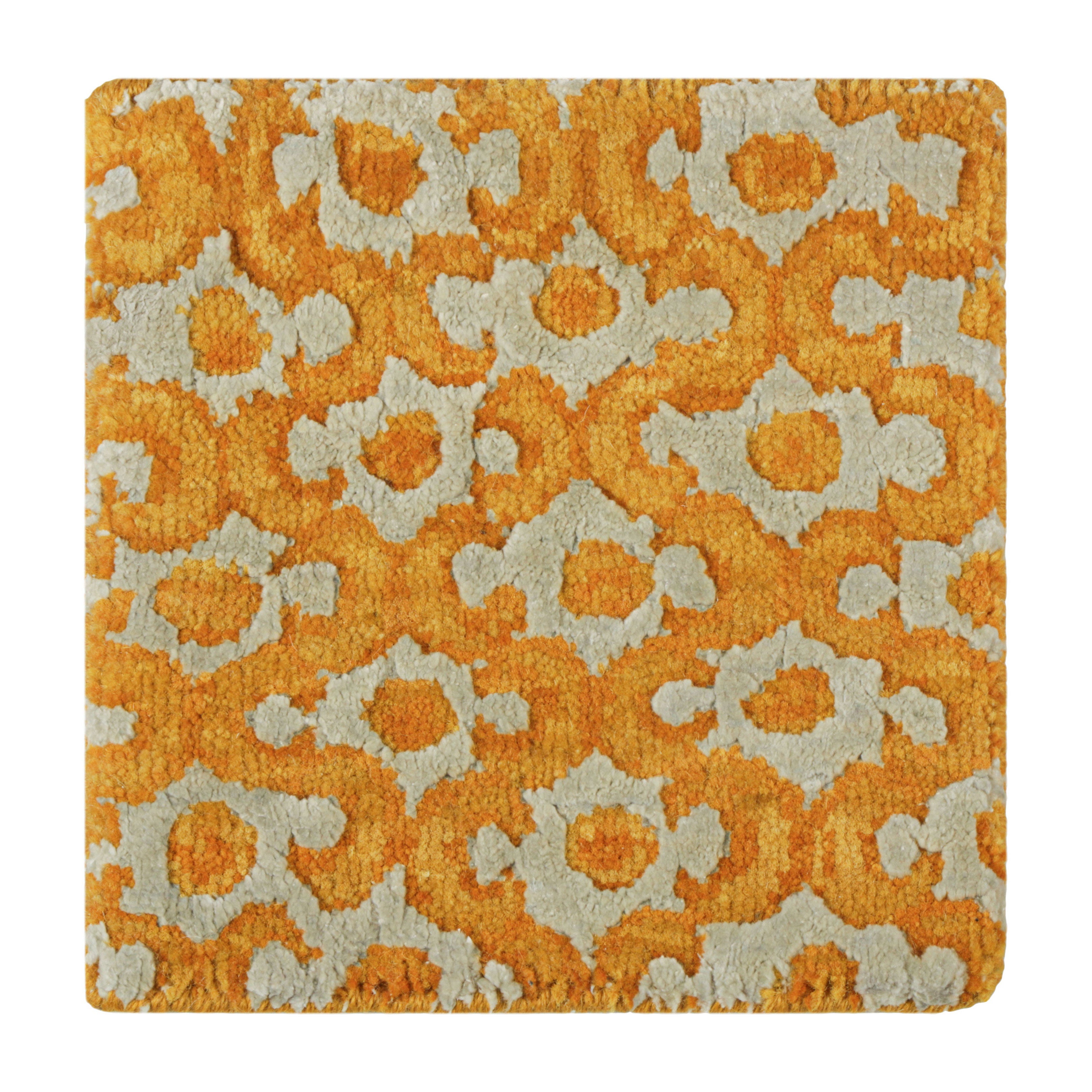Rug & Kilim’s Modern Custom Rug Sample, Orange and Gold with Abstract Patterns